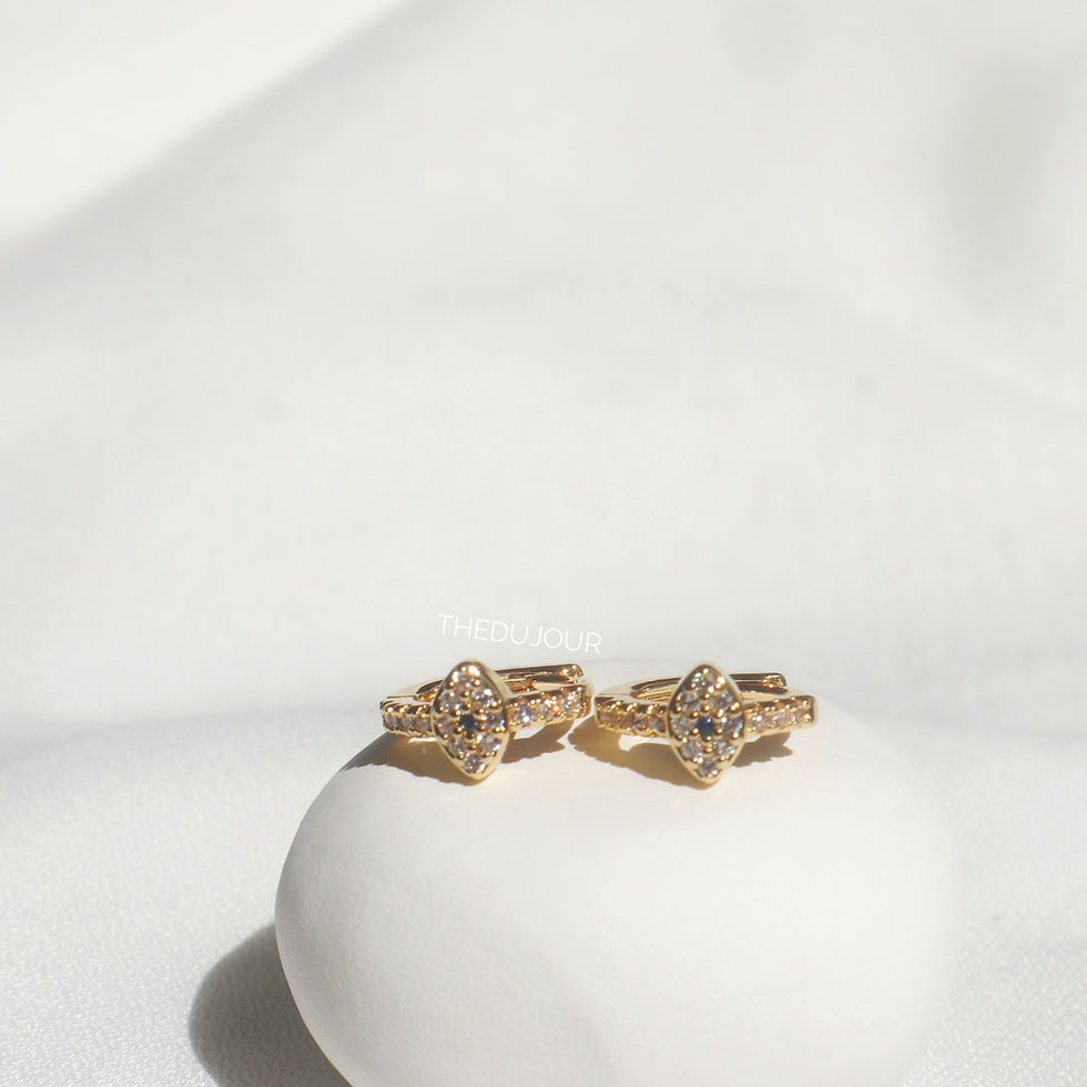 Thumbnail: Rhinestone Evil Eye Hugger Earrings