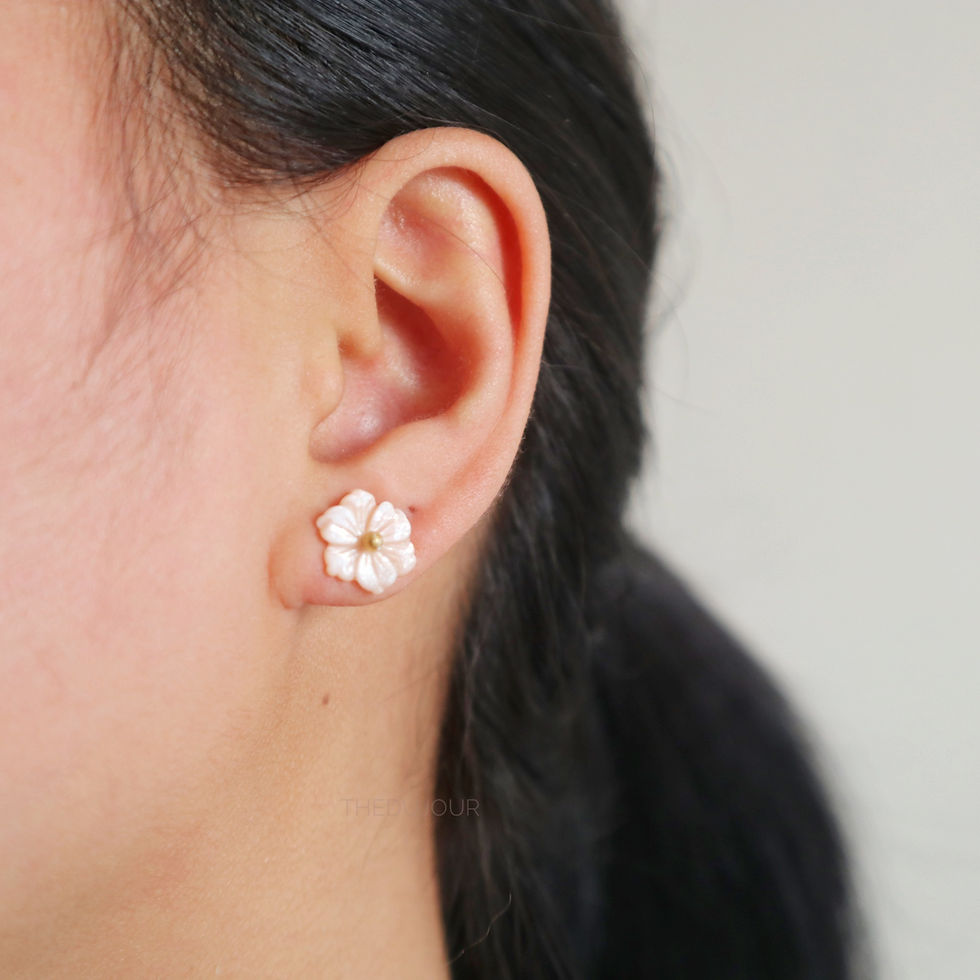 Thumbnail: Flower Shaped Natural Mother of Pearl Shell Earrings