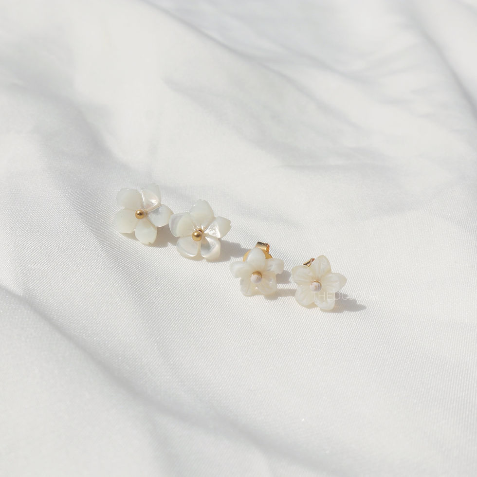 Thumbnail: Flower Shaped Natural Mother of Pearl Shell Earrings