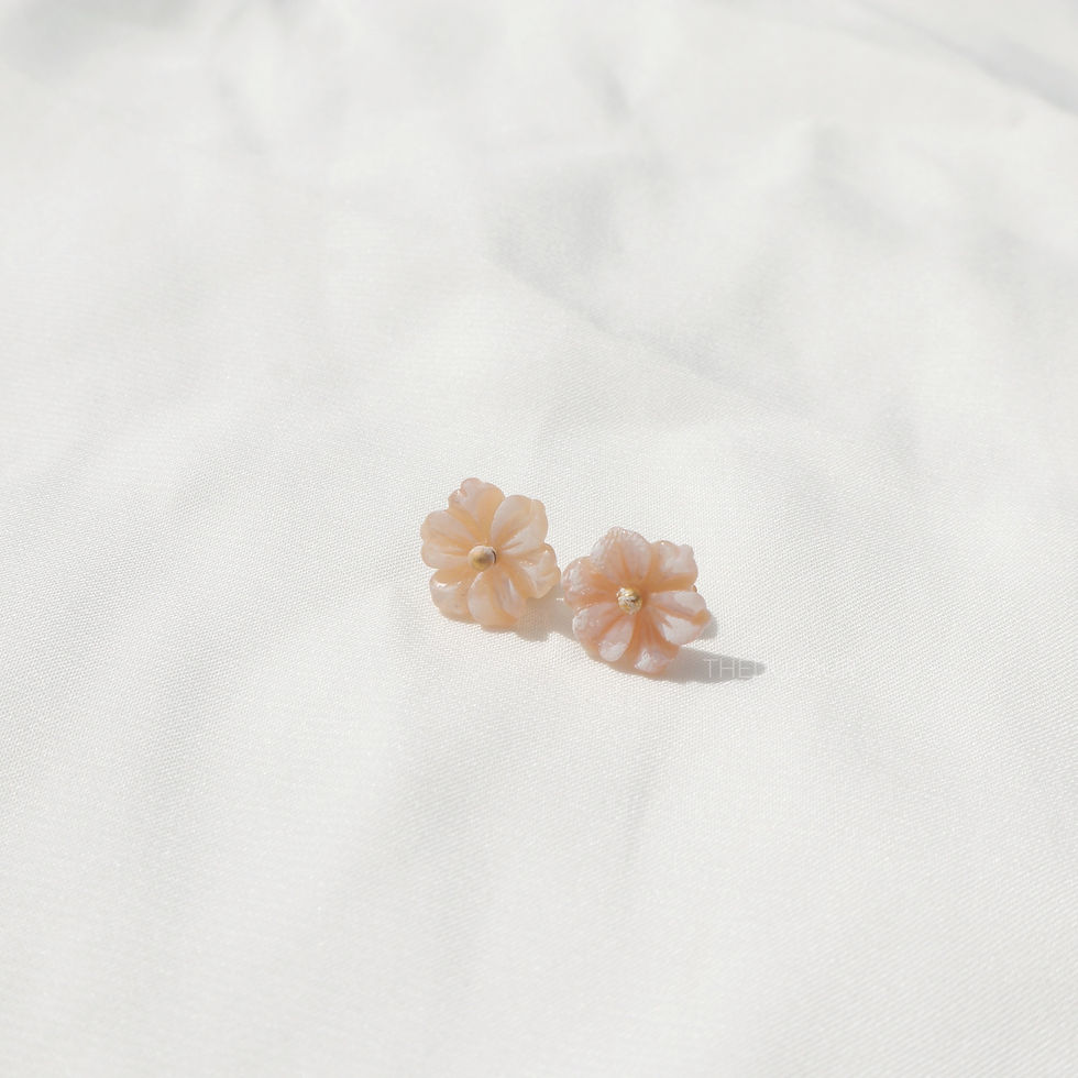 Thumbnail: Flower Shaped Natural Mother of Pearl Shell Earrings