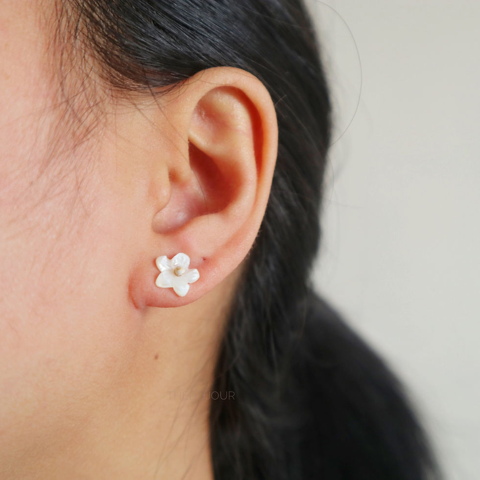 Thumbnail: Flower Shaped Natural Mother of Pearl Shell Earrings