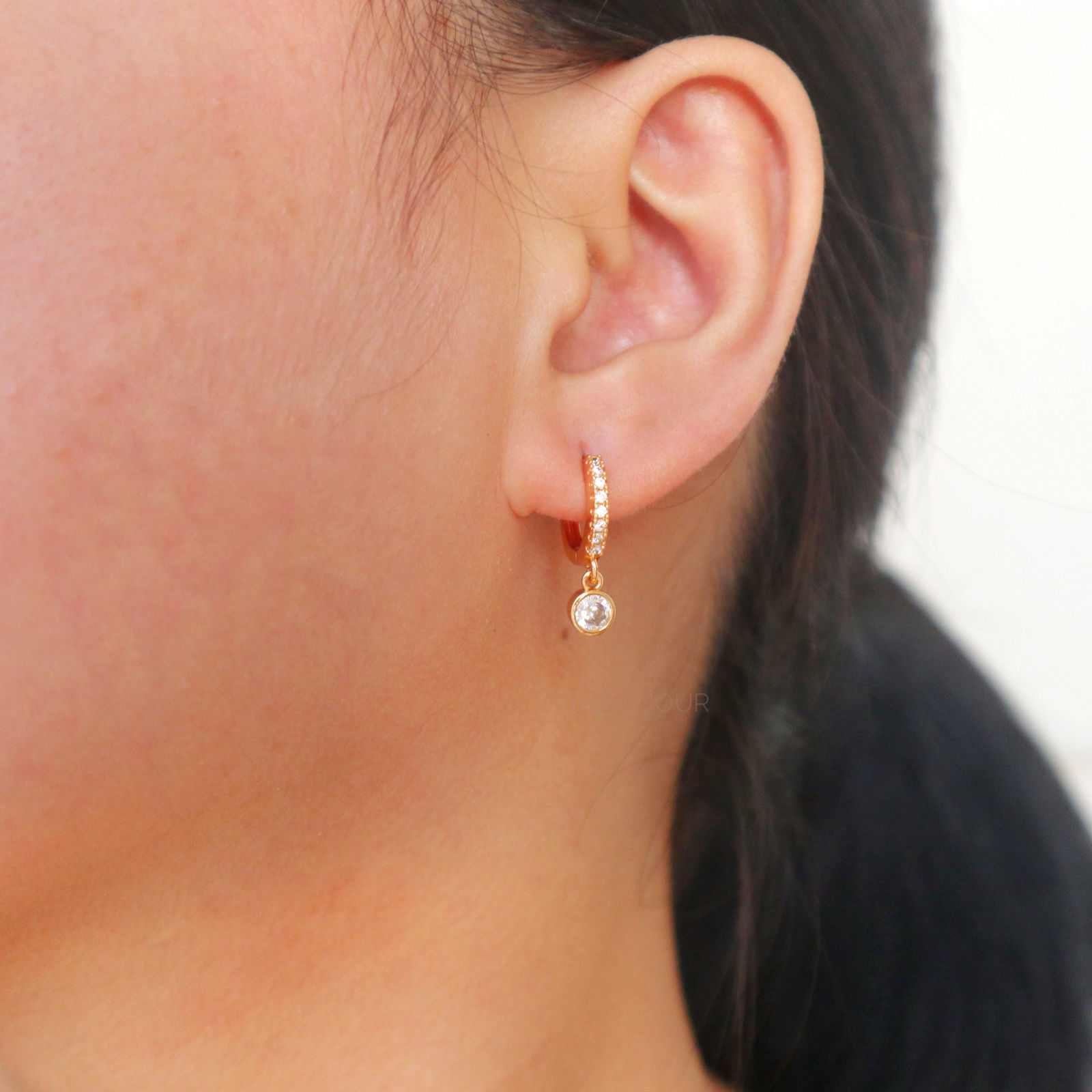 Dainty Zirconia Studded Hugger Hoops
