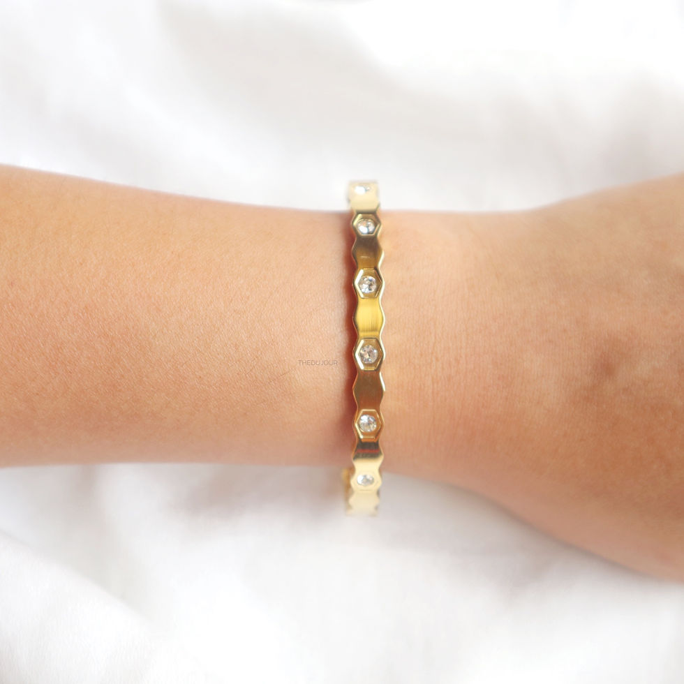 Thumbnail: Honeycomb Bangle with Rhinestone