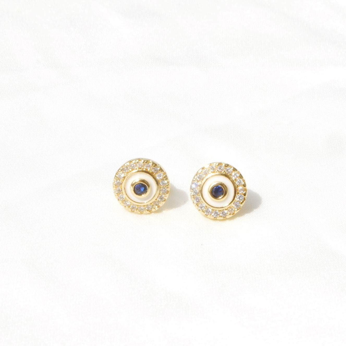 Rhinestone Studded Evil Eye Earrings