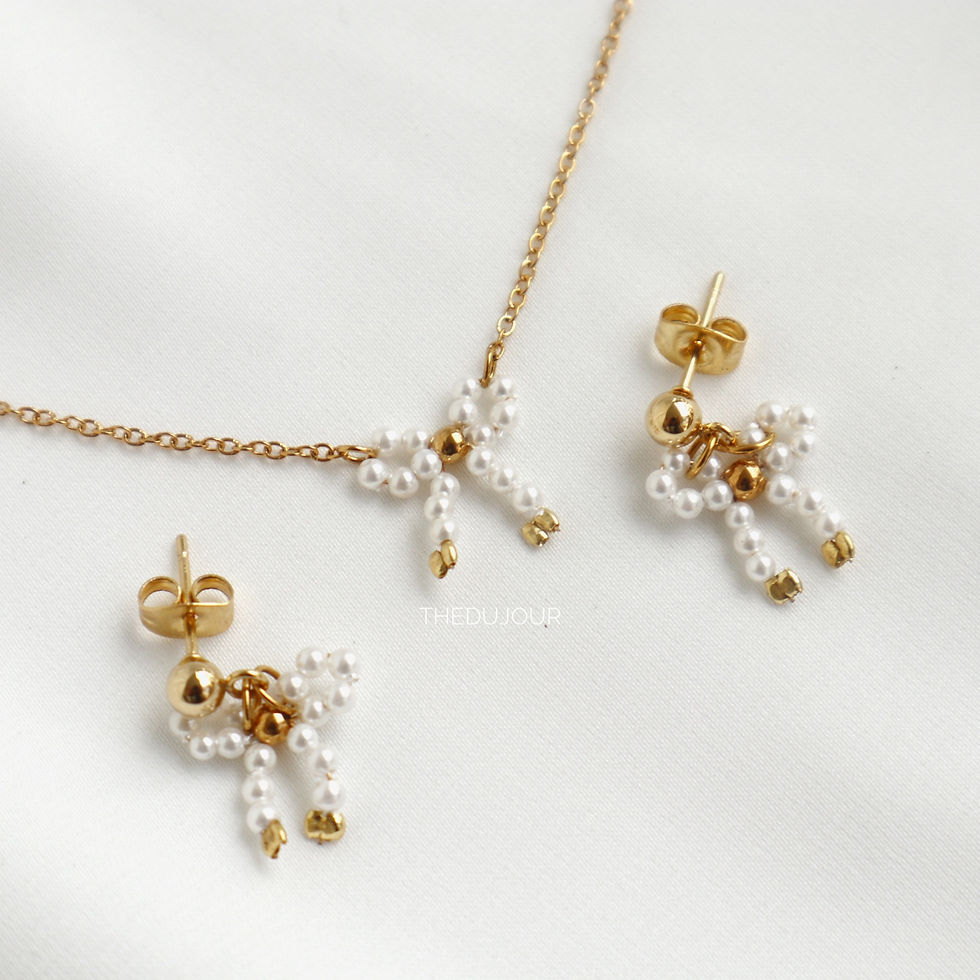 Thumbnail: Ocean Pearl Bow Necklace / Earrings