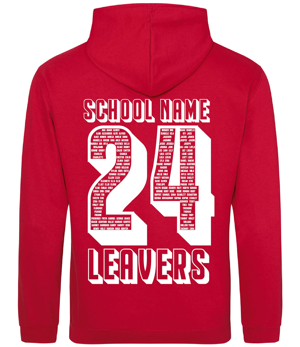 Thumbnail: Custom printed leavers hoodies design 1 red