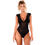 Thumbnail: Black Cap Sleeve Sheer Lace Bodysuit – with halter neckline.