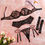 Thumbnail: black 4-Piece Sexy Lingerie Transparent Lace Bra Set Thong