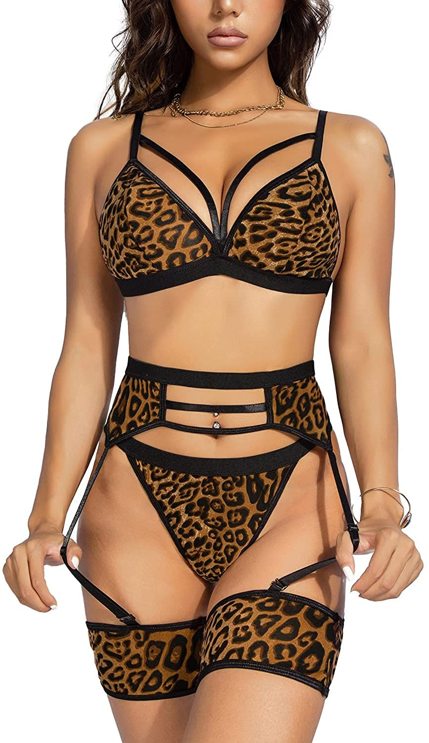 Thumbnail: 4-Piece Fishnet Party Set with high-waisted strappy design for a bold, sexy look