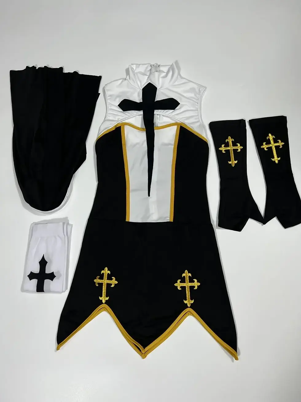 Thumbnail: Black Seductive Sexy Nun Costume – Transform your roleplay with this provocative nun outfit featuring a form-fitting design