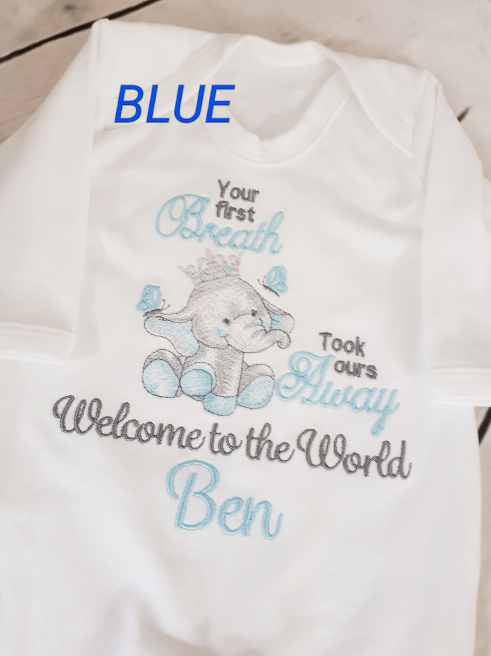 Thumbnail: ELEPHANT YOUR 1ST BREATH TOOK OURS AWAY SLEEPSUIT VEST