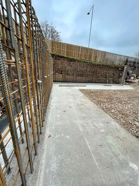 Groundworks completed before construction of a luxury house extension.