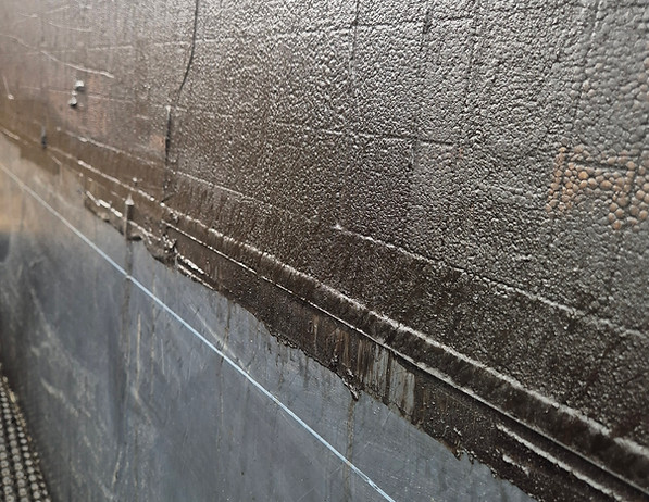 Retaining Wall Waterproofing by Alvora Group. Icf with belt and braces approach to waterproofing.