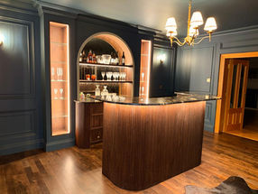Custom-built home bar with handcrafted timber cabinetry and integrated lighting.#3