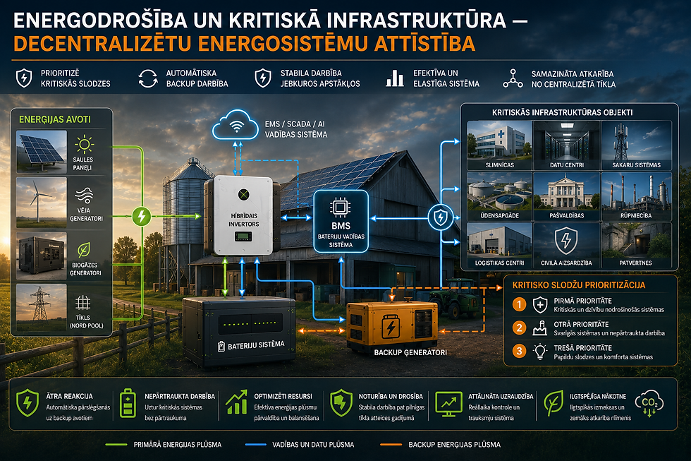 Energodrošība un kritiskā infrastruktūra — decentralizētu energosistēmu attīstība