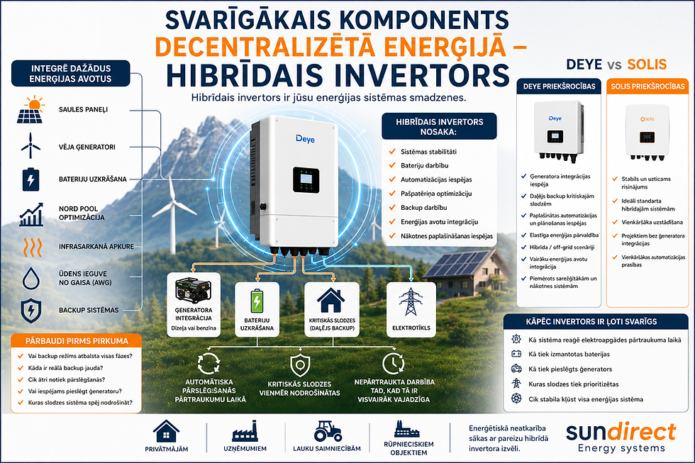 Hibrīdais invertors — svarīgākais komponents decentralizētās energosistēmās