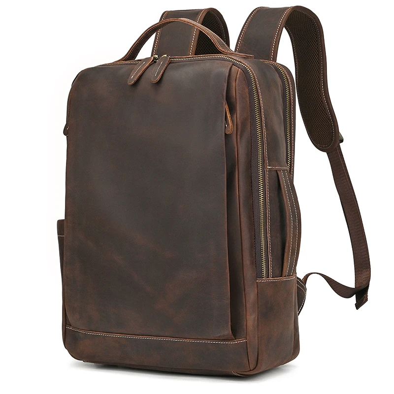Fashion Crazy Horse Leather Backpack Real Cowskin Laptop Bagpack Computer Man