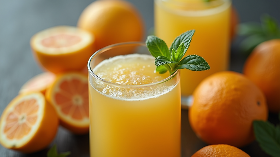 High angle view of freshly prepared medicated juice