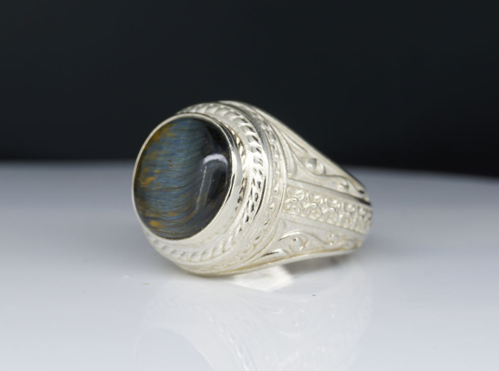 Thumbnail: Blue Tigers Eye Silver Ring