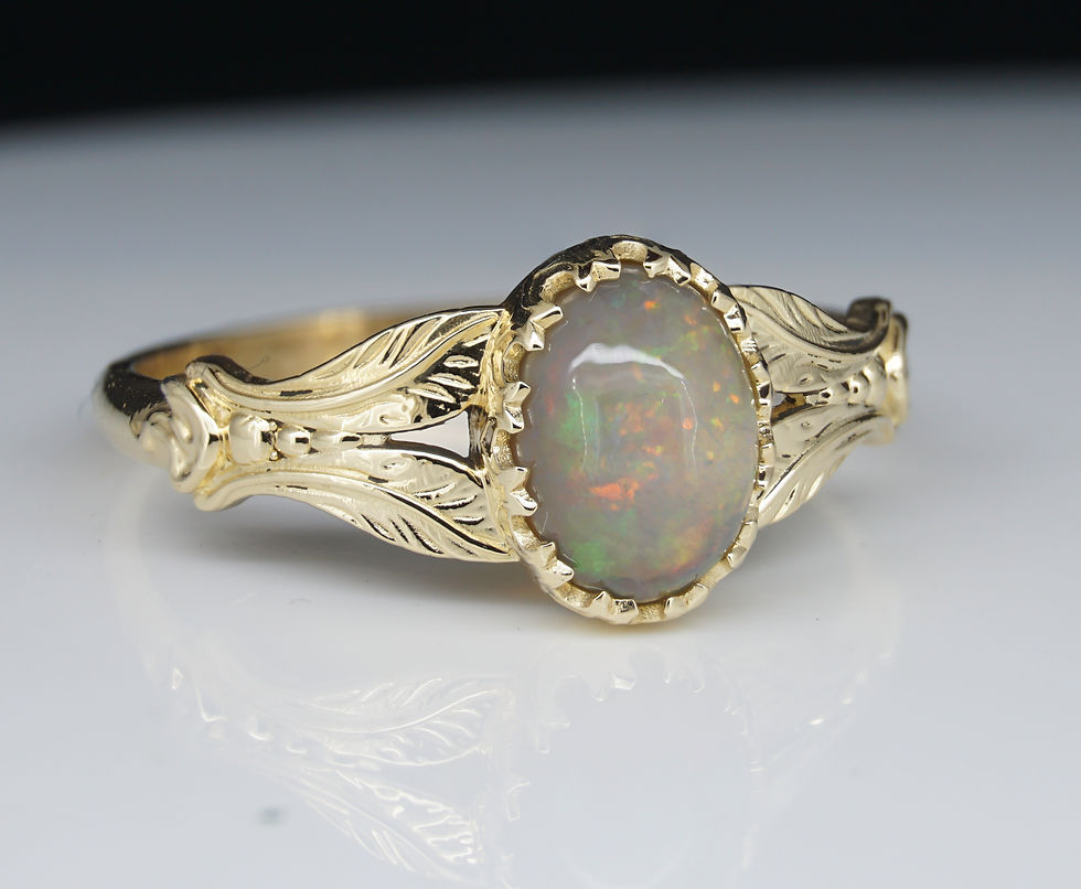 Thumbnail: Opal Gold Ring - Ring Size -  P 1/2 UK or 8 US