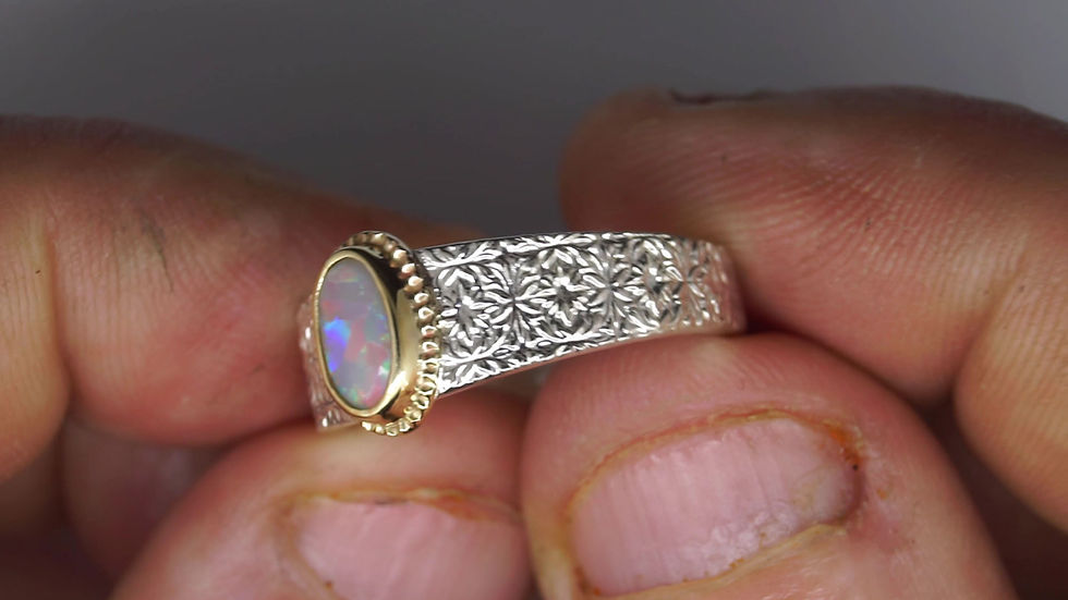 Thumbnail: Opal Two Tone Gold & Silver Ring - Ring Size - R UK or 8 3/4 US