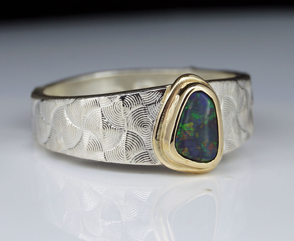 Thumbnail: Opal Two Tone Gold & Silver Ring - Ring Size - P UK or 7 3/4 US