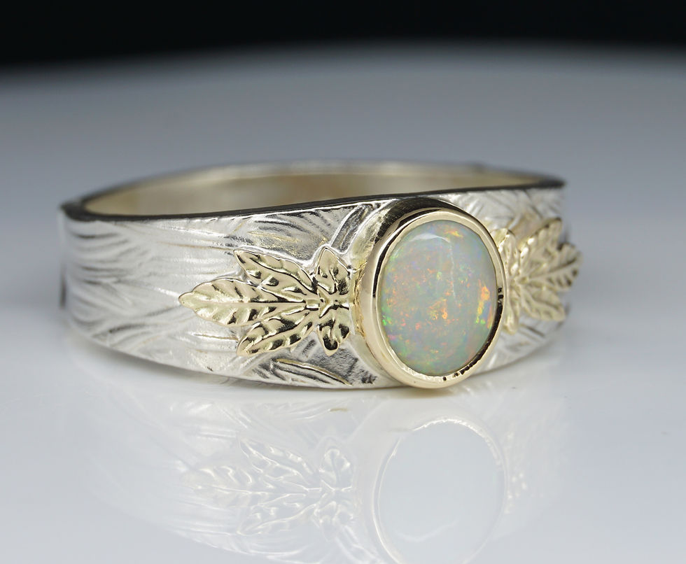 Thumbnail: Opal Two Tone Gold & Silver Ring - Ring Size - P1\2 UK or 8 US