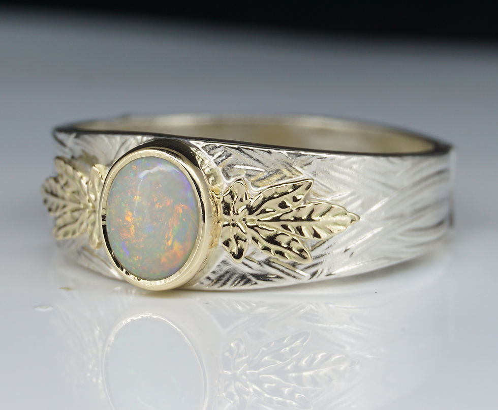 Thumbnail: Opal Two Tone Gold & Silver Ring - Ring Size - P1\2 UK or 8 US