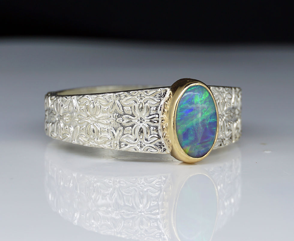 Thumbnail: Opal Two Tone Gold & Silver Ring - Ring Size - Q UK or 8 1/4 US