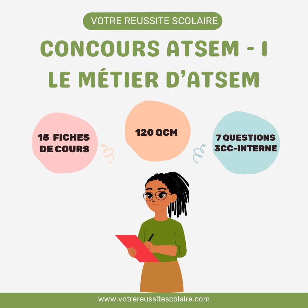 1- CONCOURS ATSEM- LE METIER D'ATSEM - FICHES + QCM + Qts 3cc-in