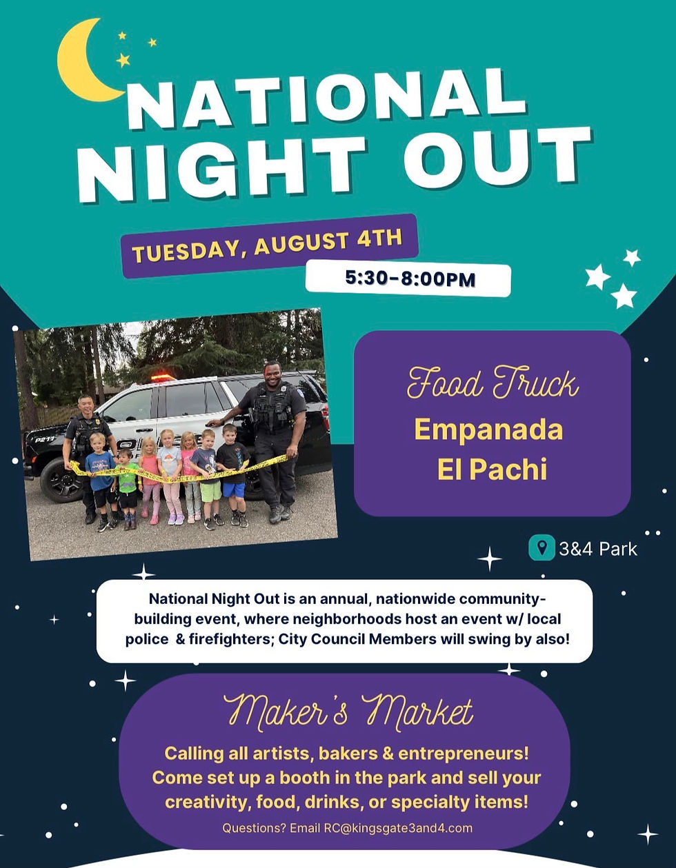 National Night Out! Tuesday, Aug 4th 5:30pm-8:00Pm