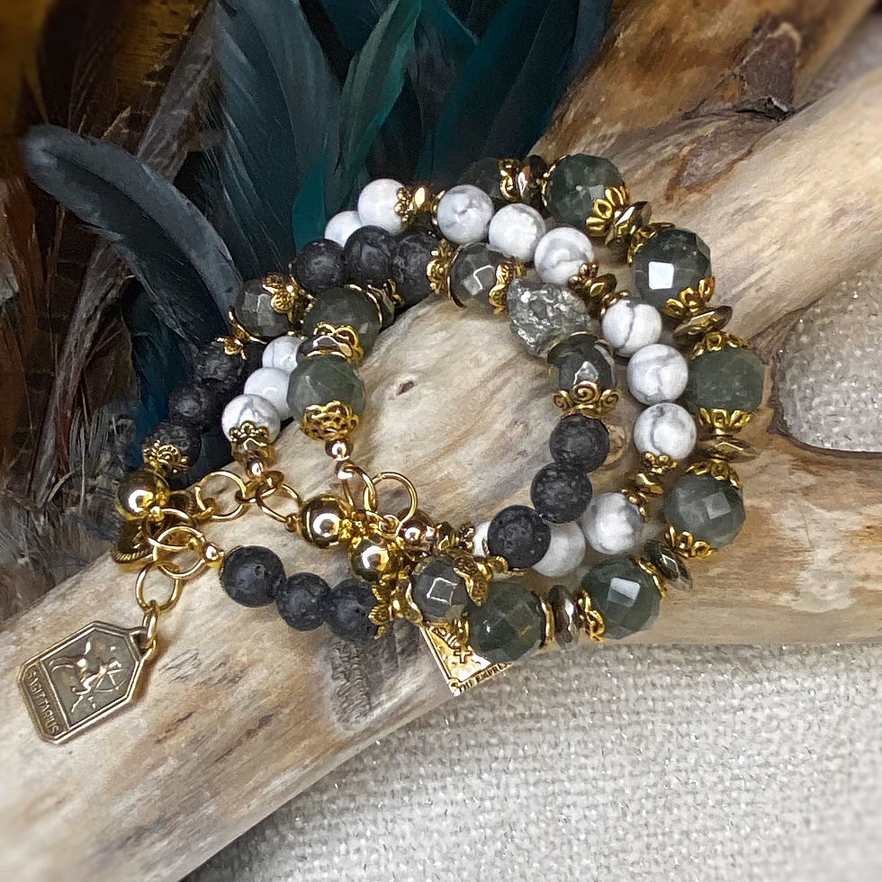 Thumbnail: B053. Hematite and Howlite Bracelet