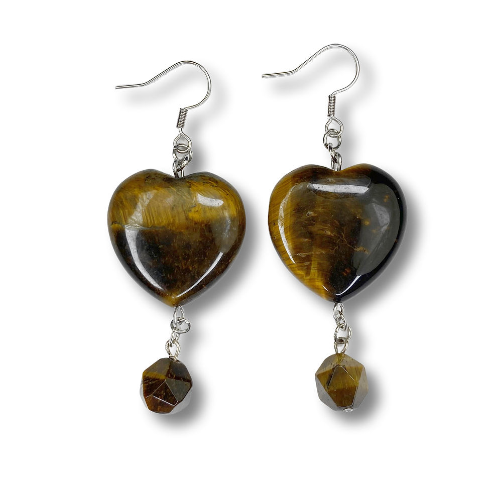 Thumbnail: E104. Tiger's Eye Heart Earrings