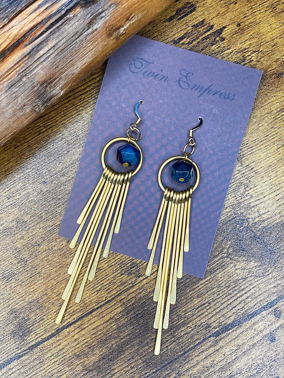 Thumbnail: E065. Blue Tiger’s Eye Cascade Earrings