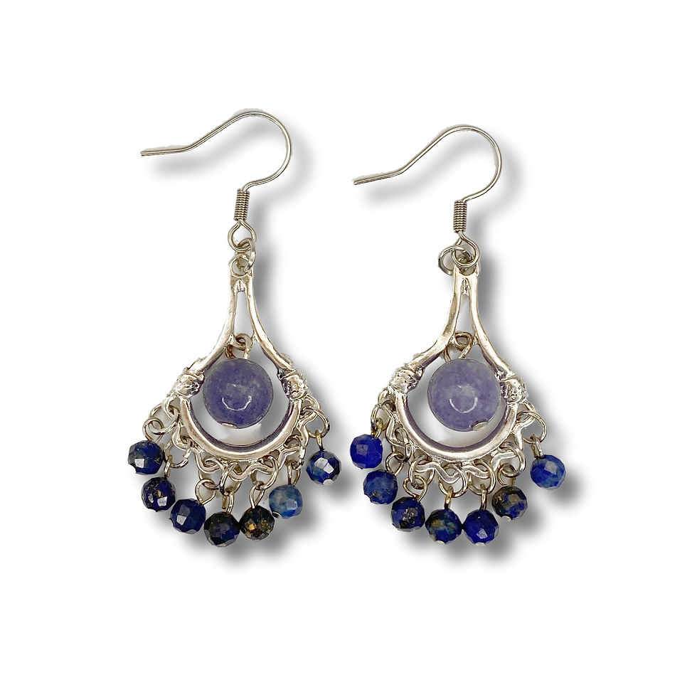 Thumbnail: E097. Angelite and Lapis Lazuli Earrings