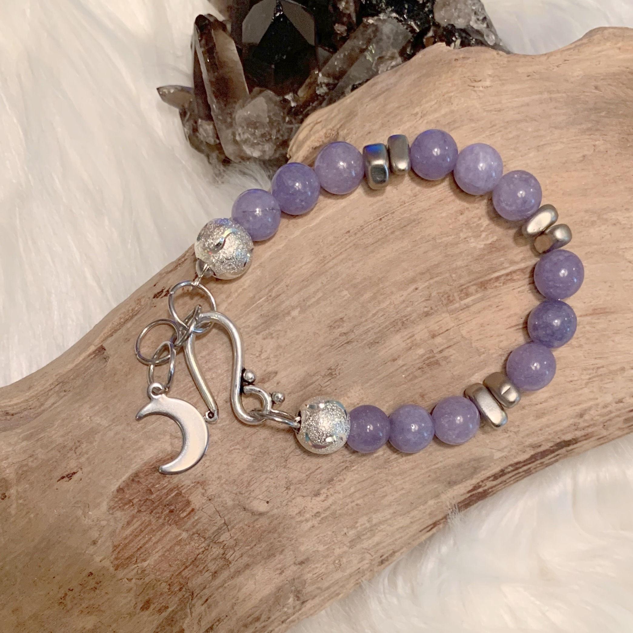 B096. Angelite and Hematite Bracelet 