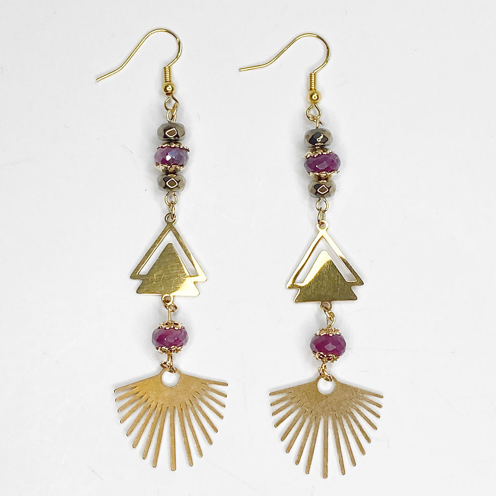 Thumbnail: E191. Gold Hematite and Pink Moonstone Earrings