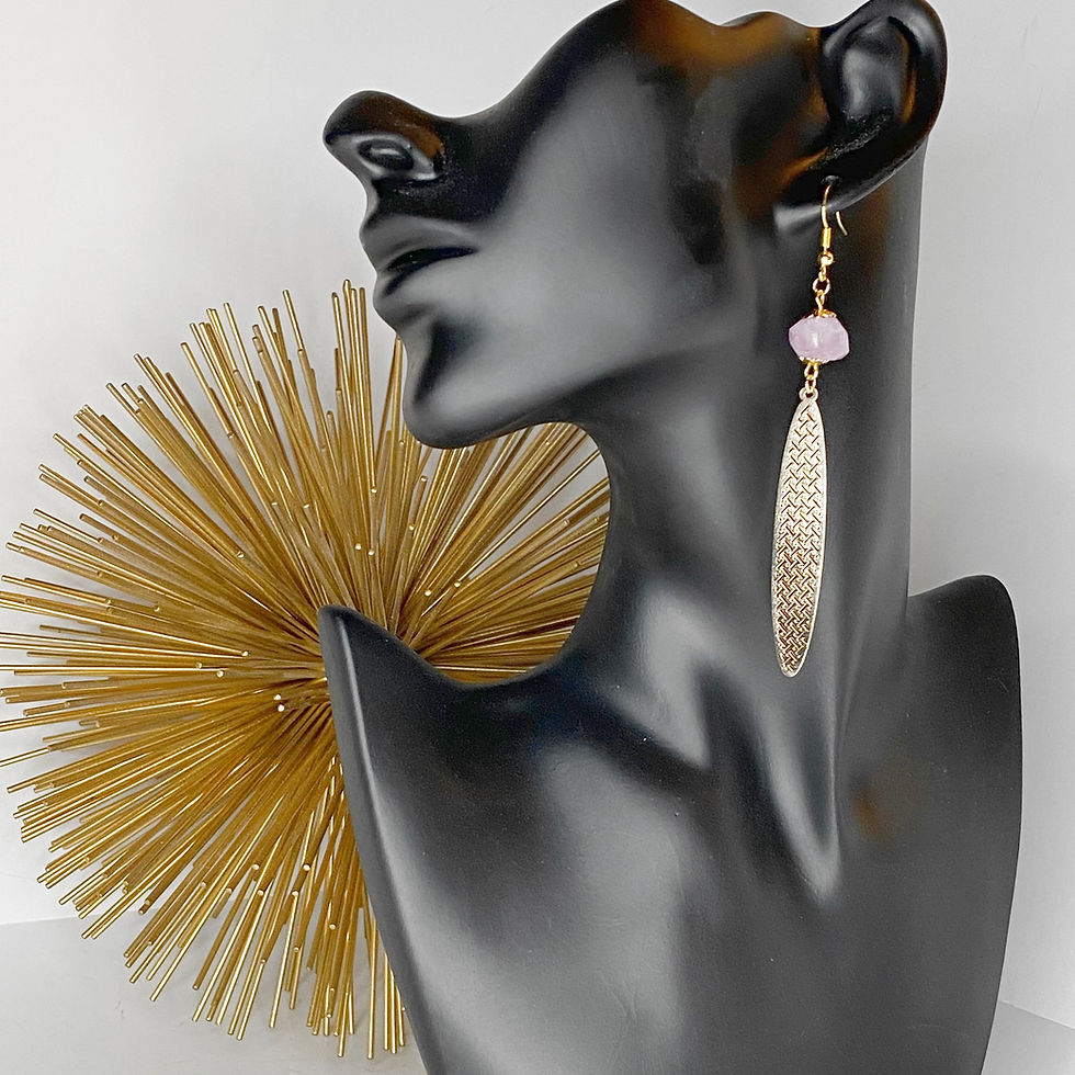 Thumbnail: E167. Amethyst or Aquamarine  Long Ornate Earrings