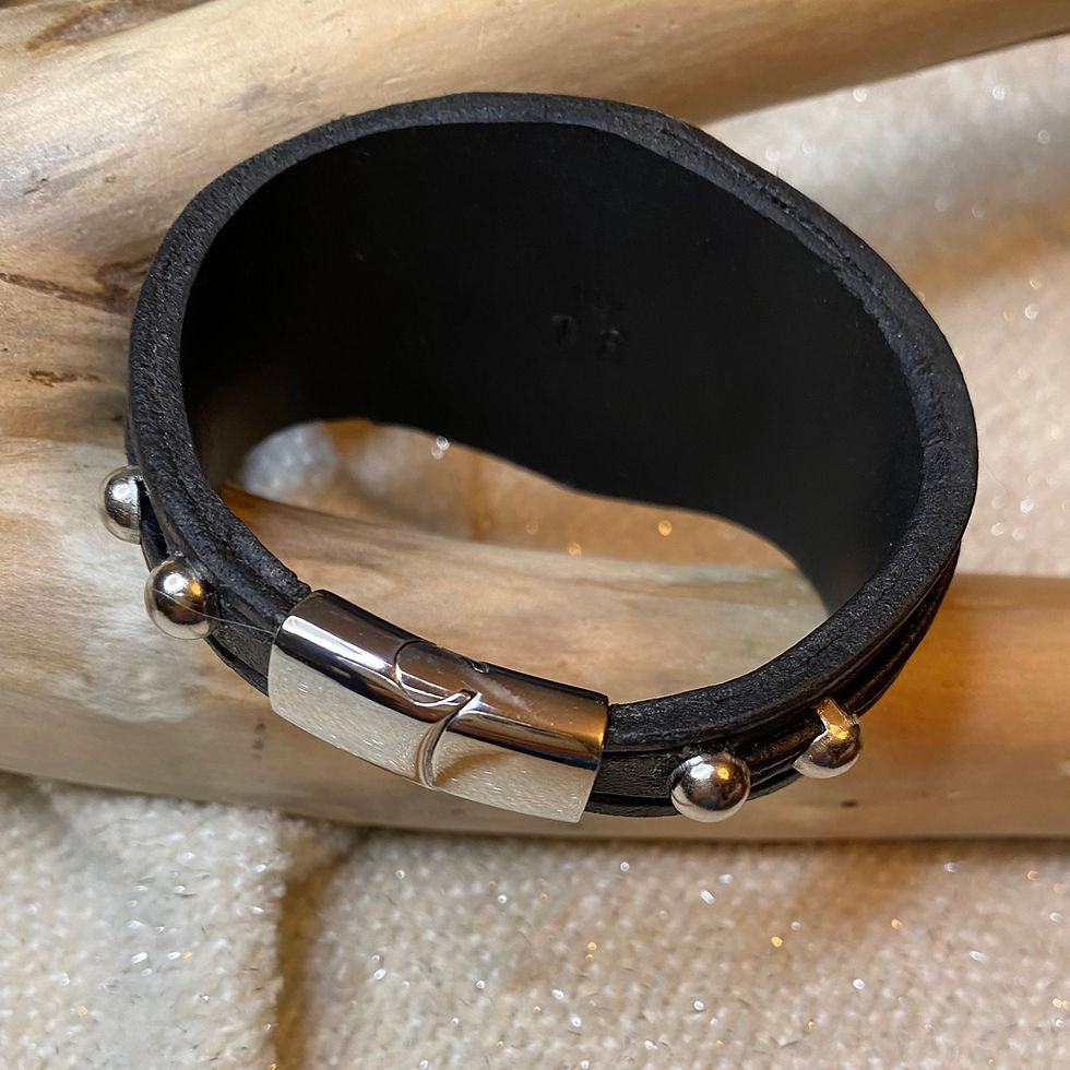 Thumbnail: B204. Moss Agate  Leather Cuff Bracelet