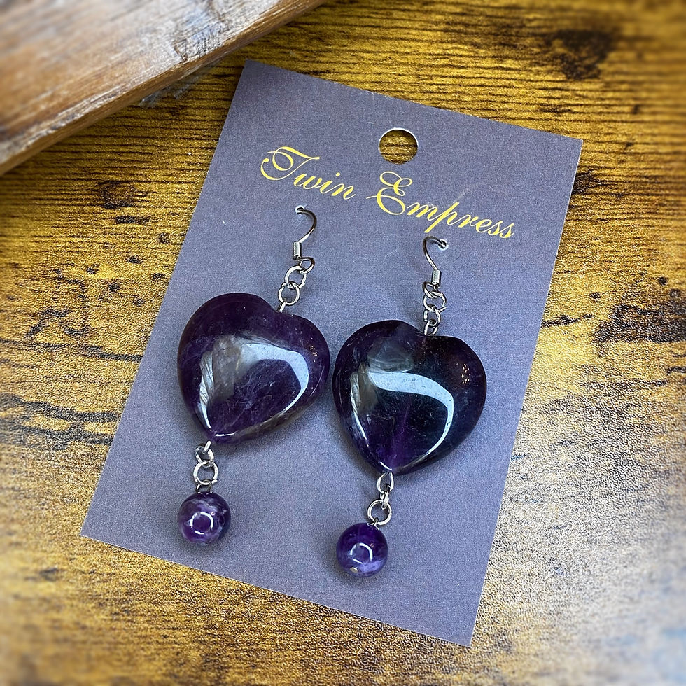 Thumbnail: E102. Amethyst Heart Earrings