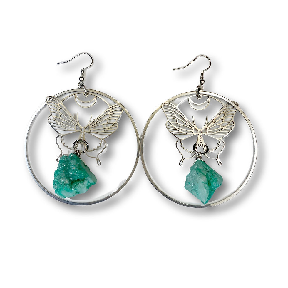 Thumbnail: E108. Druzy Agate Butterfly Earring