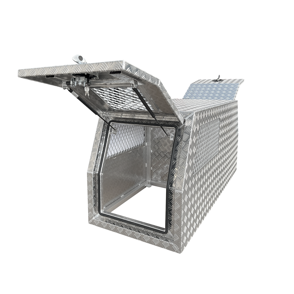 1770 x 700 x 820mm Checker Aluminium Ute Tool Box Truck Trailer Half Dog Box Cage Mesh Part Canopy Toolbox 1778-HDB-CP