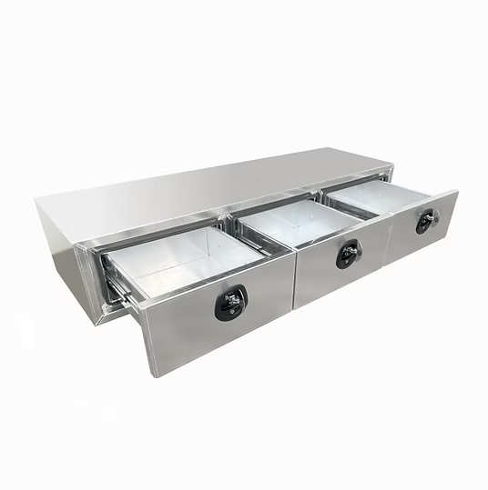 1900 x 600 x 380mm Black Alloy 3 Drawer Unit for Ute Truck Tool box Canopy Caravan Toolbox 1940-3DFP