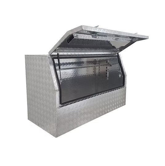 1400 x 600 x 820mm Aluminium Checker 3/4 Half Side Opening Ute Tool Box Truck Trailer Toolbox Shelving 1468HD