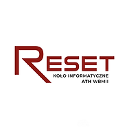 Logo Reset, Koło Informatyczne ATH WBMII, red text, white background. See Mlodzi4it