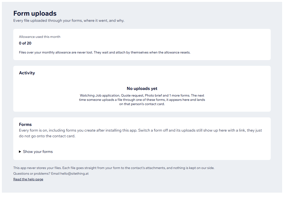 Form Uploads to Contacts screenshot 2