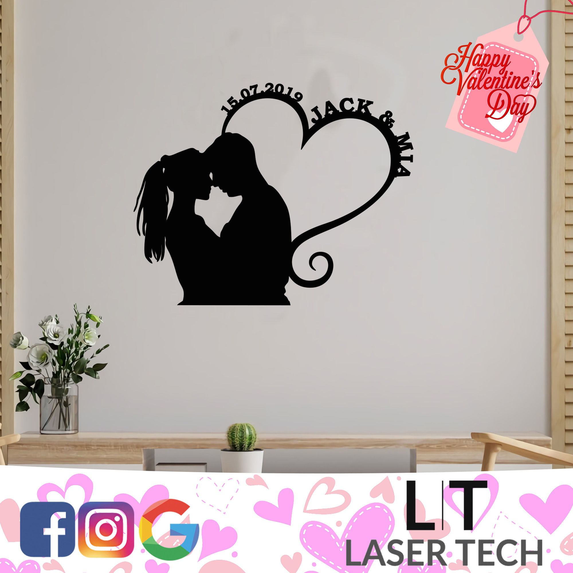 Personalised Couple Heart Wall Art