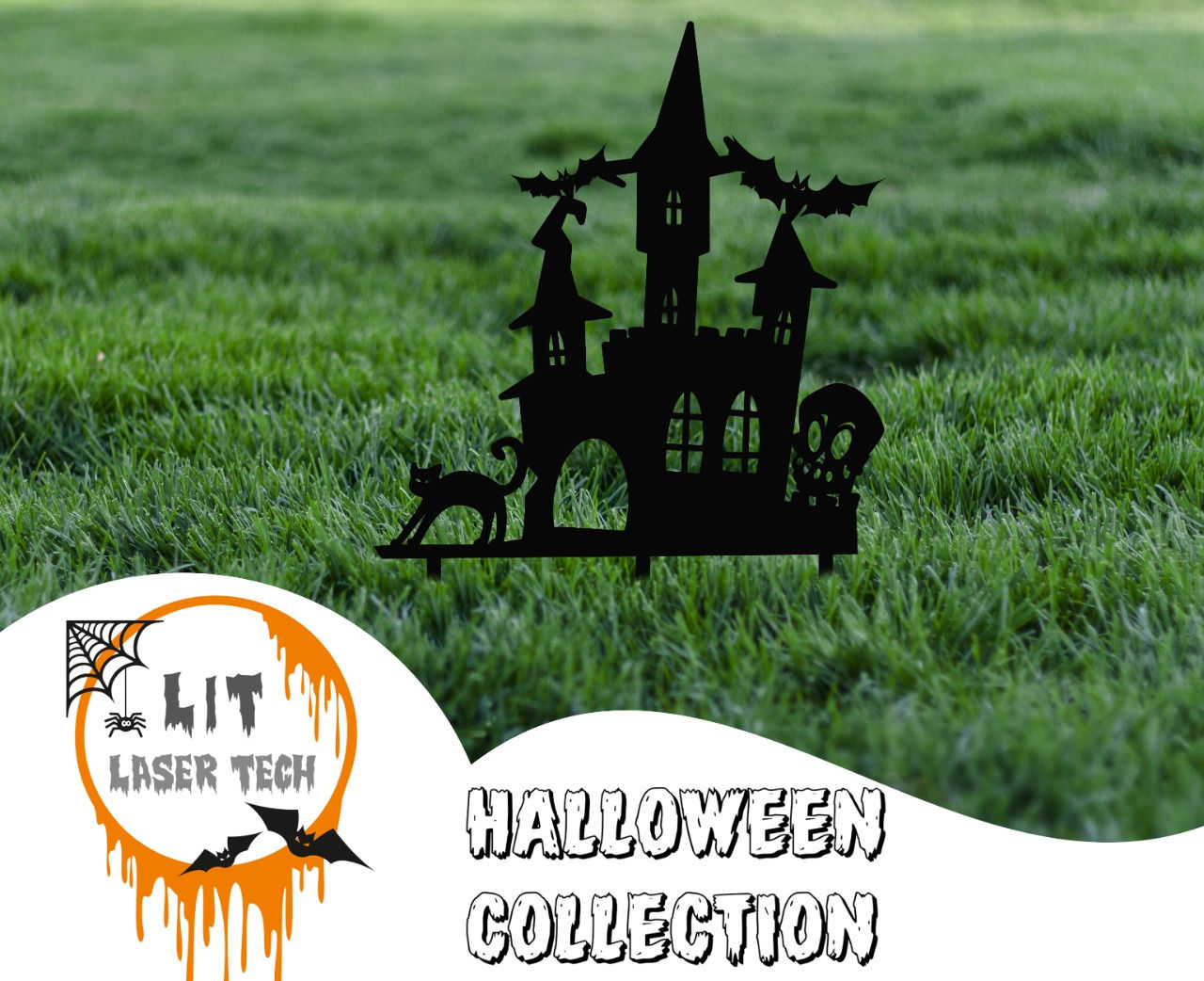 Haunted House Garden Stake