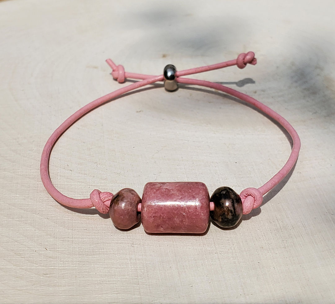 Forgive & Reset - Rhodonite Leather Bracelet
