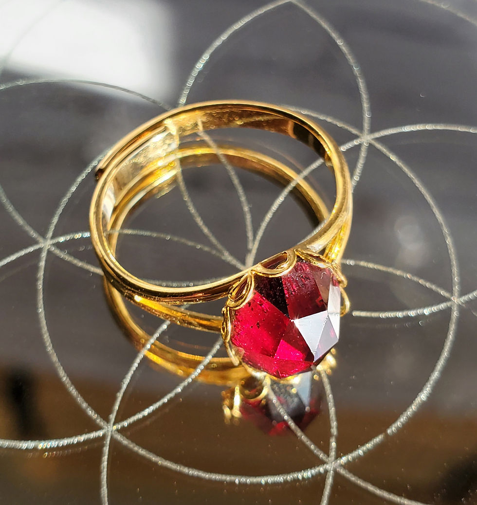 Thumbnail: Garnet and Gold Ring
